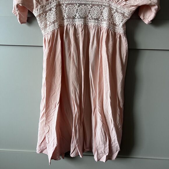 Vince Camuto Swim Cover Up Womens OS Pink Boho Crochet Lace Empire‎ Waist Kimono - Picture 8 of 12